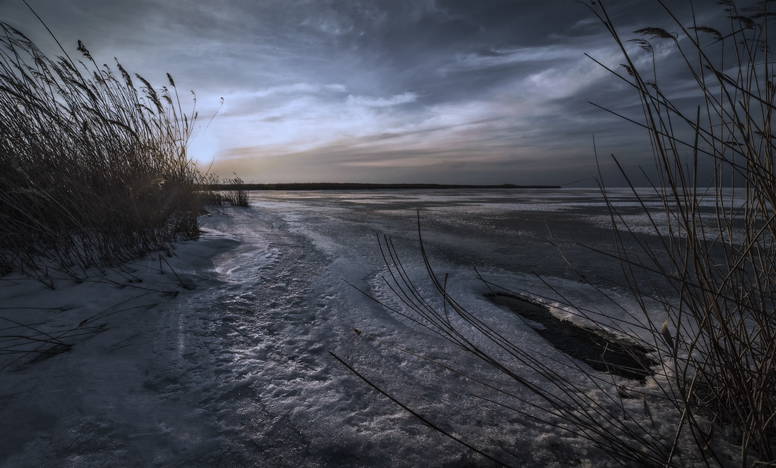 фото "Зимний вечер в заливе-(вариант тональности)" метки: пейзаж, зима