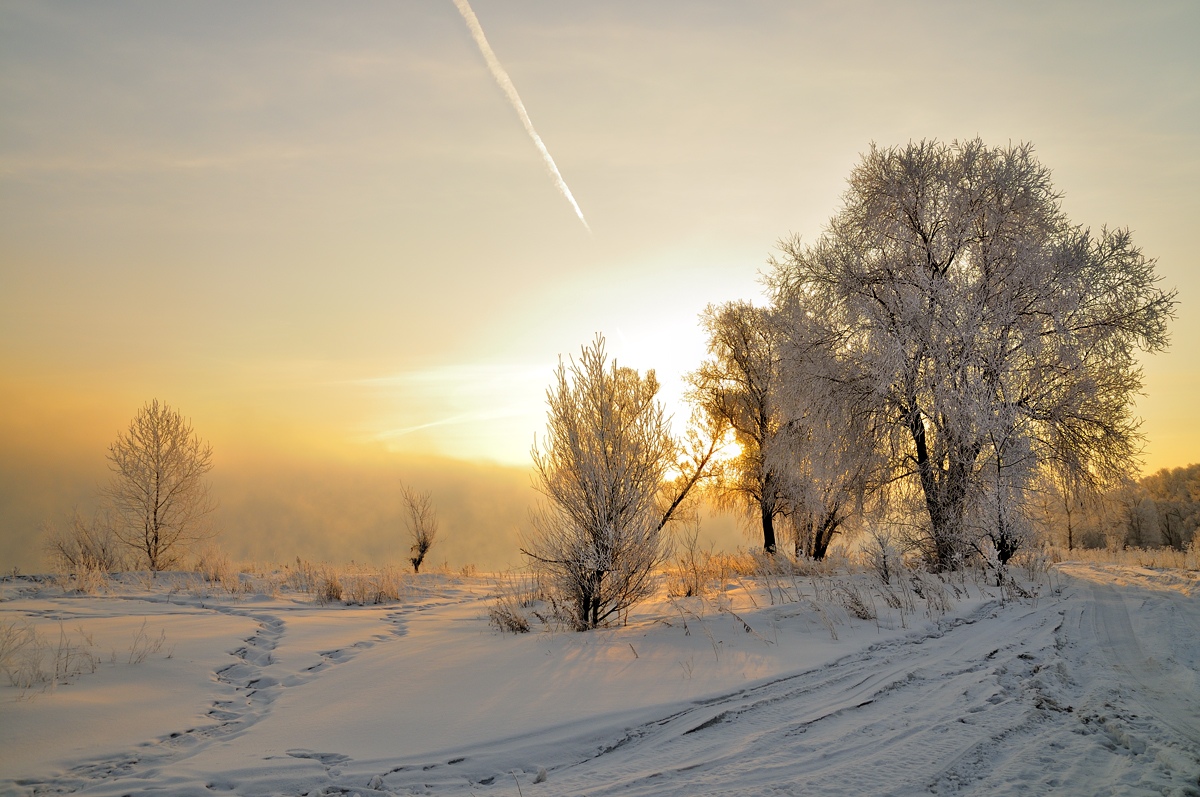 photo "Where begins morning..." tags: landscape, sunset, winter