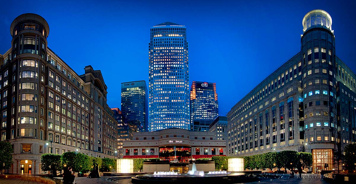фото "Canary Warf - Night view" метки: архитектура, путешествия, пейзаж, Европа