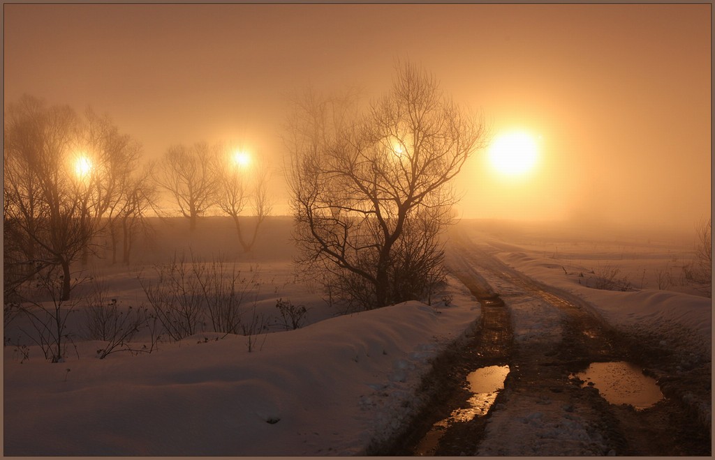фото "Зима. Ночь. Туман. Луна ... нереальность нахождениЯ" метки: пейзаж, весна, ночь