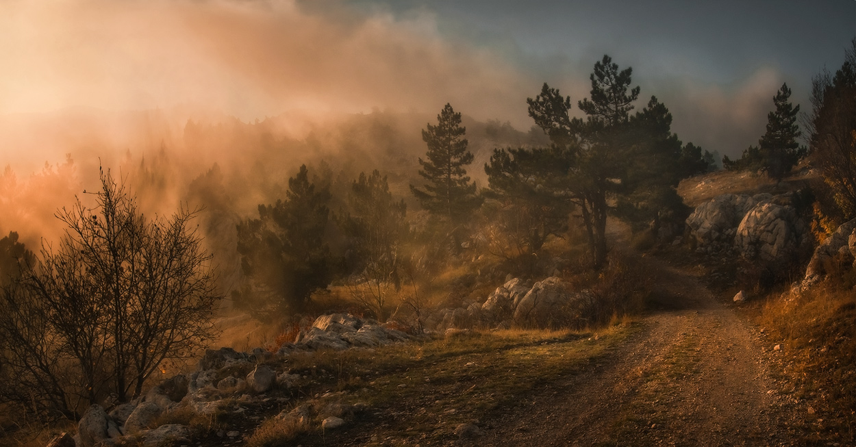 фото "Крым.В туманах плато Ай-Петри-II" метки: пейзаж, закат