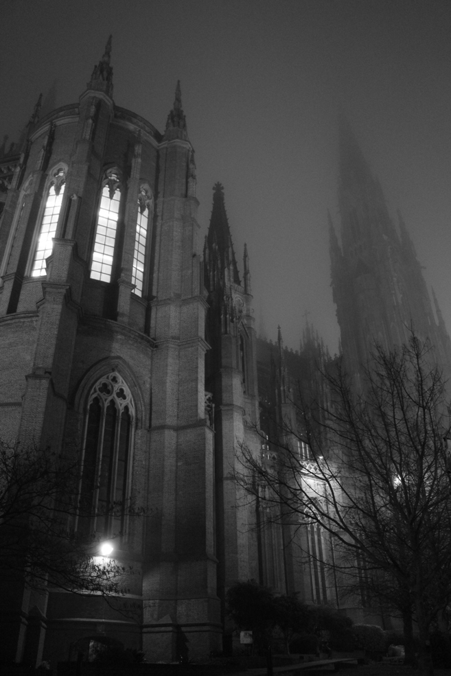 photo "Foggy night" tags: black&white, architecture, landscape, 