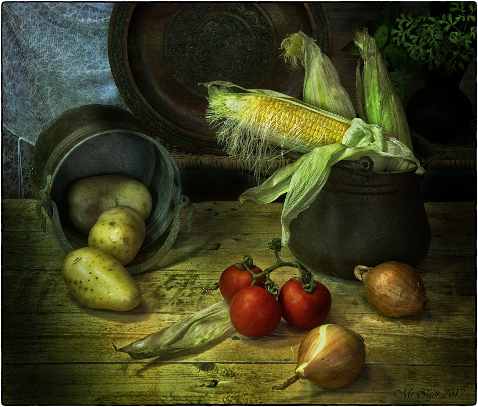фото "С овощами и кукурузой" метки: натюрморт, ретро, 