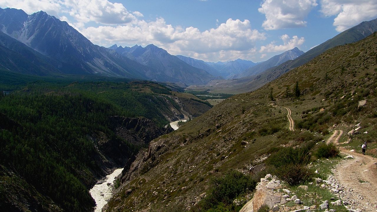 photo "Two roads." tags: landscape, travel, mountains, river, road, Алтай, долина, простор