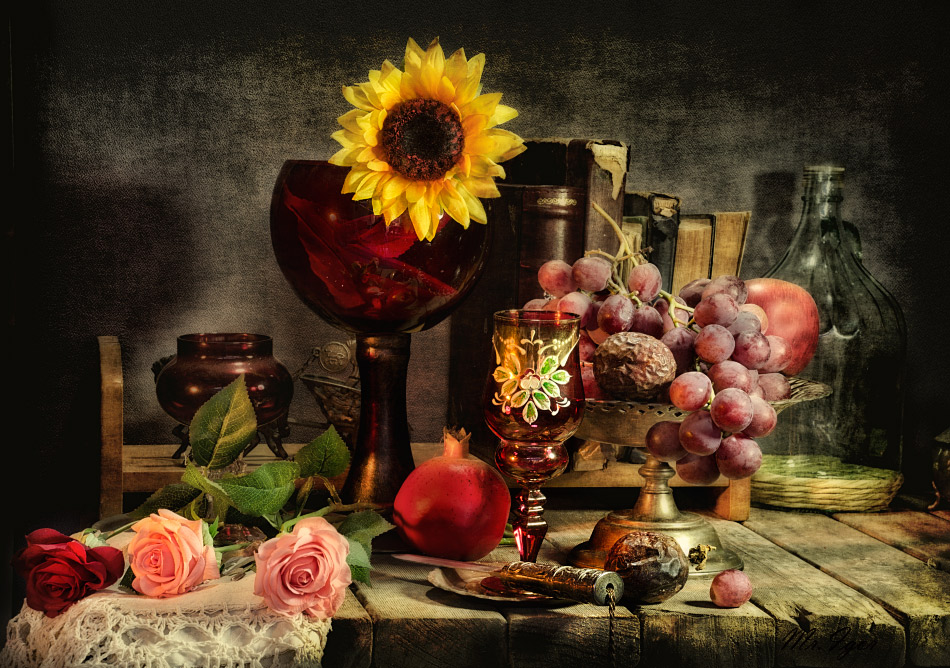 photo "with sunflower" tags: still life, old-time, with sunflower, С подсолнухом