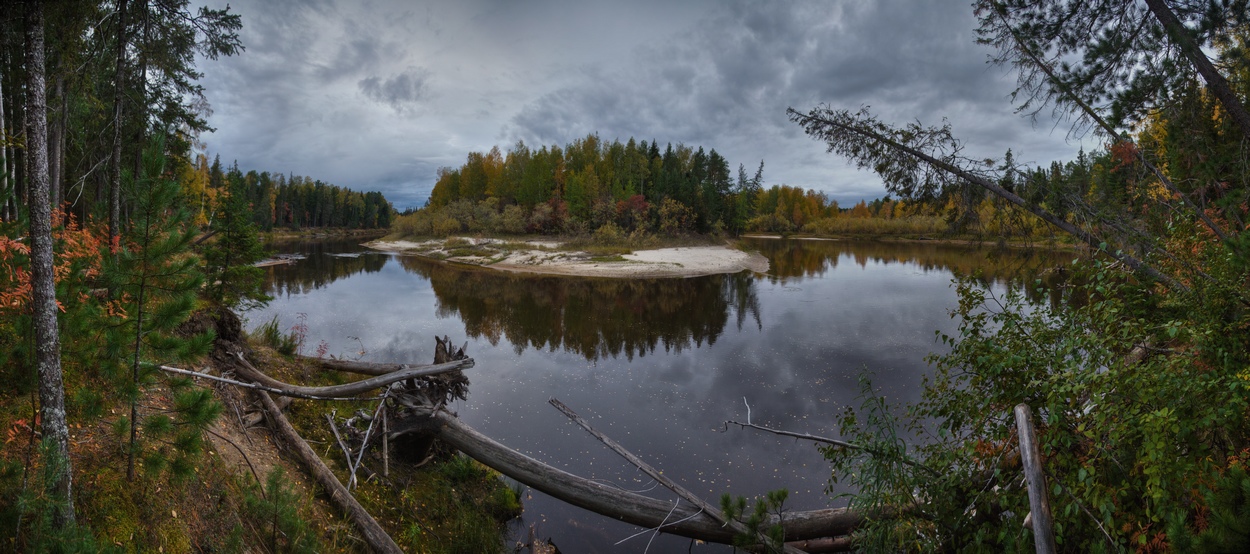 photo "***" tags: landscape, panoramic, autumn, forest, river