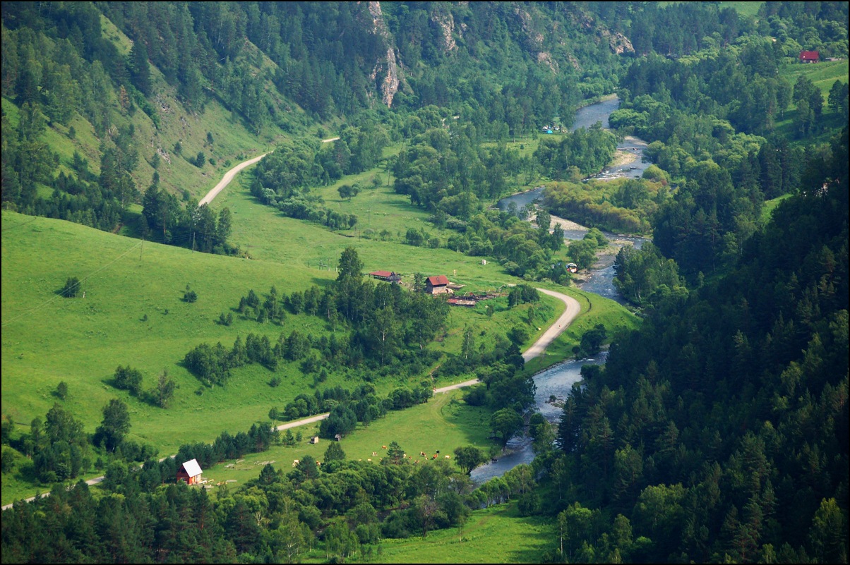photo "Roads of Altay" tags: landscape, forest, mountains, river, road