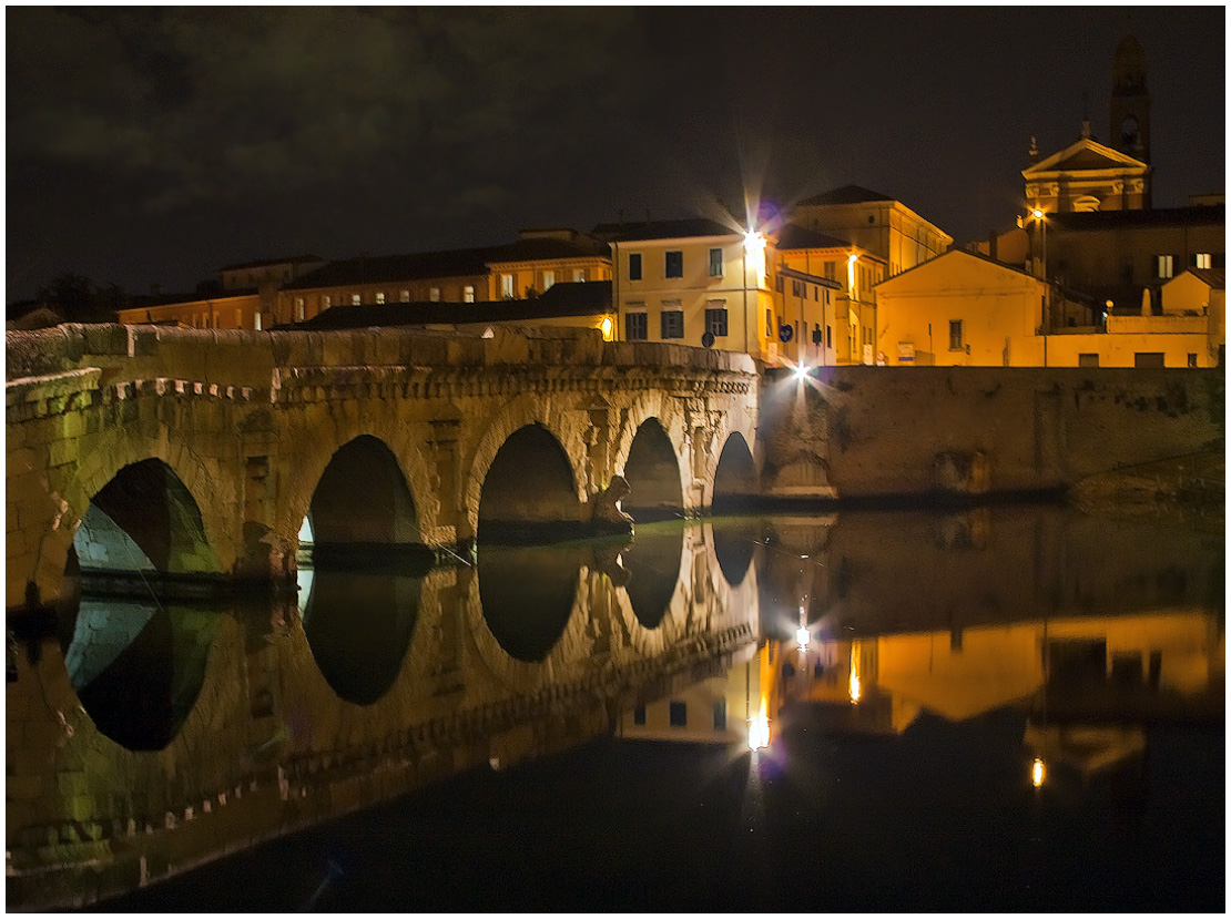 photo "Ponte diTiberio" tags: travel, architecture, landscape, Italy, night, мост тиберия, римини