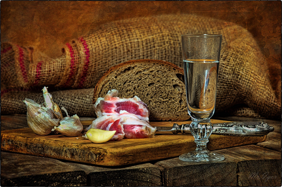 фото "С салом  и  чесноком" метки: натюрморт, ретро, With bacon and garlic, С салом  и  чесноком