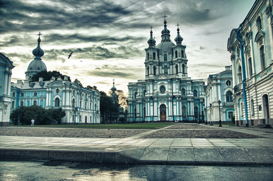 photo "Sunnrise at Smolny Cathedral" tags: architecture, landscape, travel, St. Petersburg, St.Peterburg, cathedral, smolny, sunrise, Смольный, дворец, питер, собор