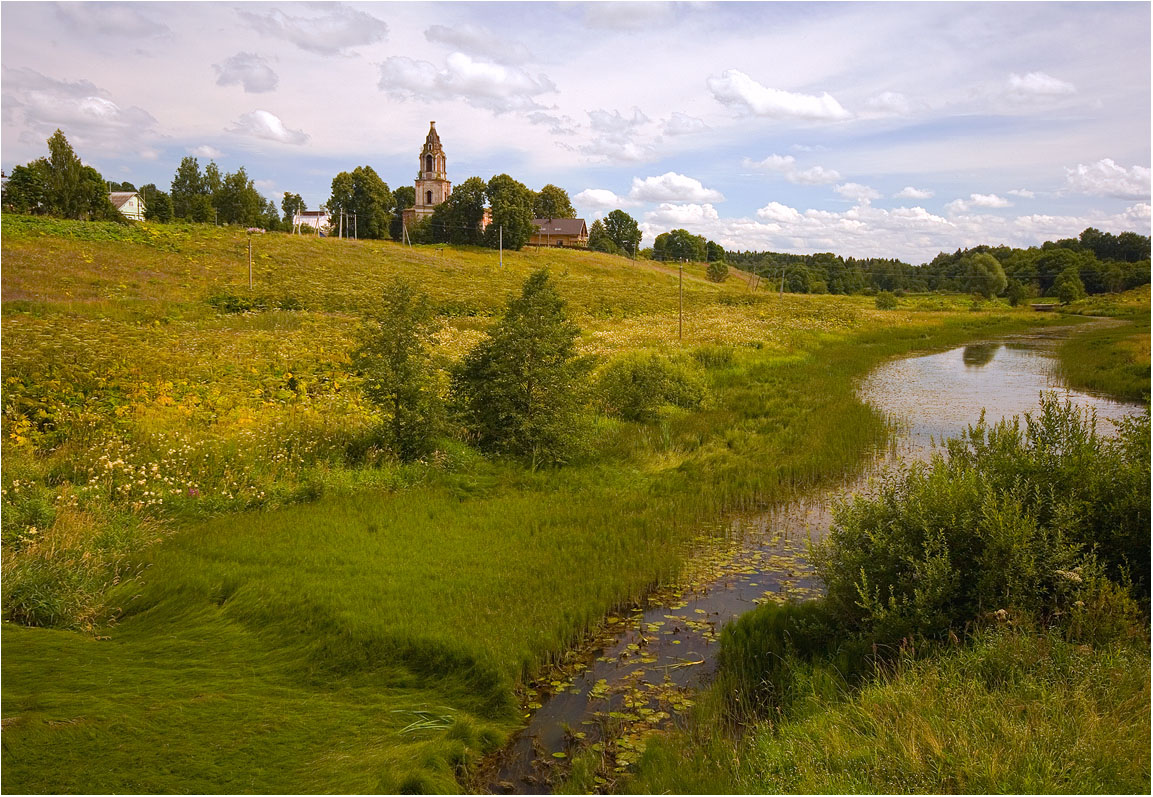 photo "Here is my village..." tags: landscape, river, summer, village
