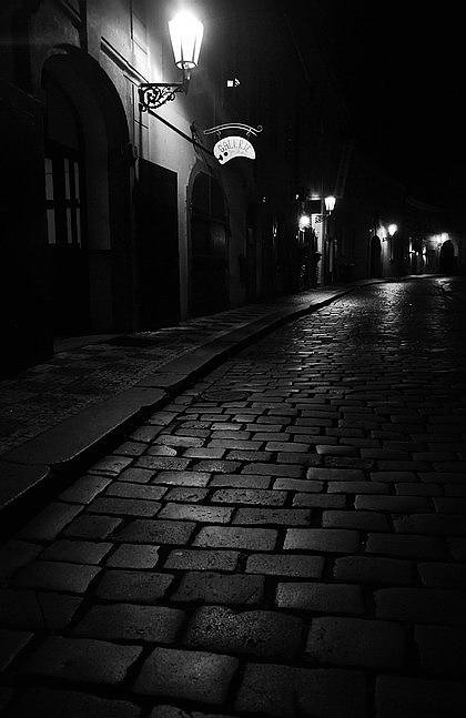 photo "Ночные фонари a мостовая" tags: black&white, Prague