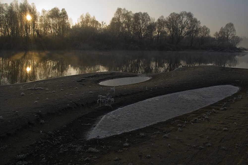 фото "Первый ледок" метки: пейзаж, Беларусь, Сож, осень, рассвет, река, туман