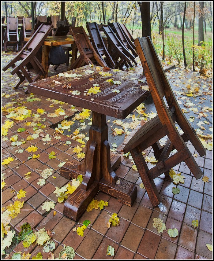 photo "A table for one client ... or the end of the season" tags: city, Moscow, autumn, park, rain, кафе