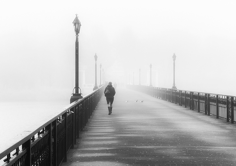 photo "Morning fog" tags: street, genre, black&white, 