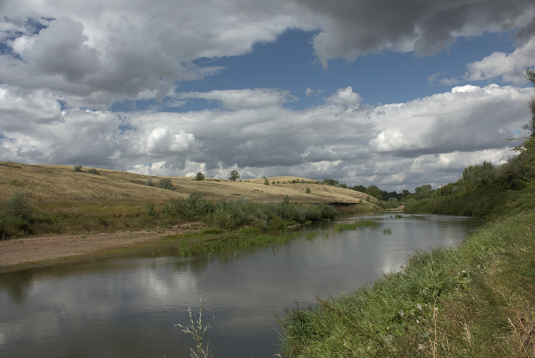 фото "***" метки: пейзаж, вода, лето, луг, облака