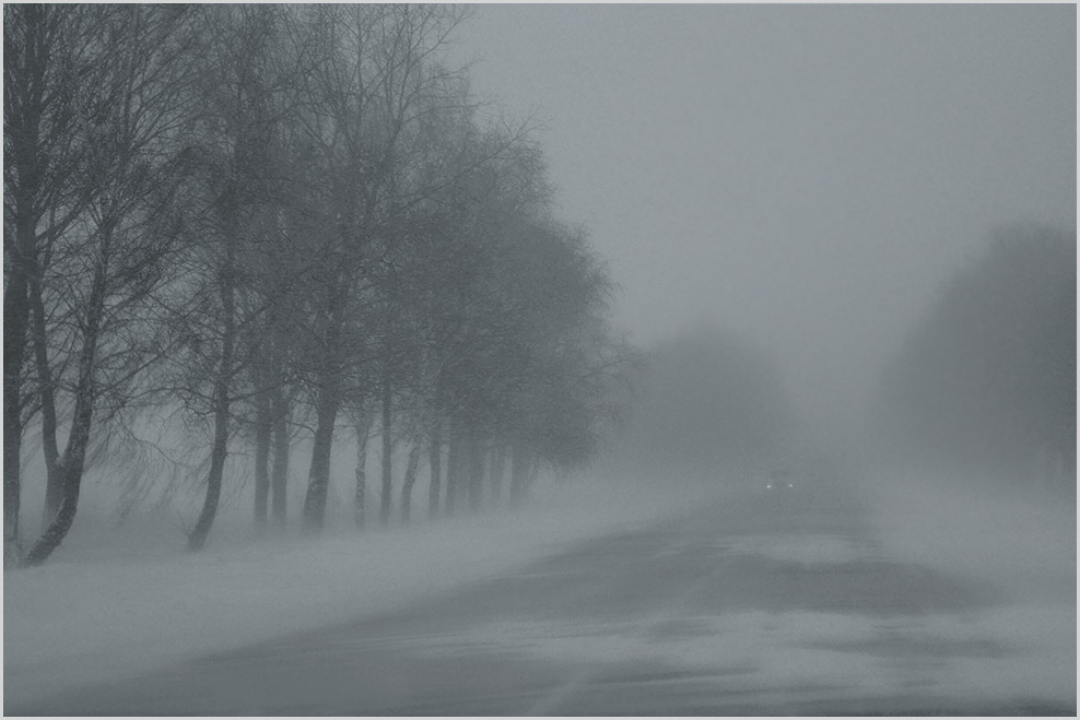 photo "Yesterday's snowstorm" tags: landscape, fog, road, winter, метель