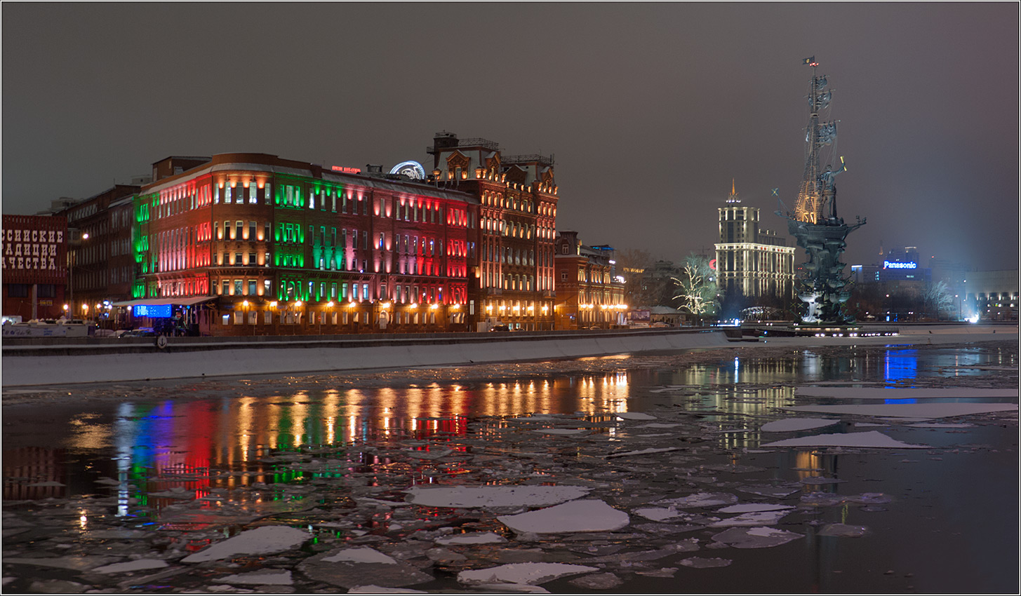 photo "***" tags: landscape, architecture, night, river, water, winter