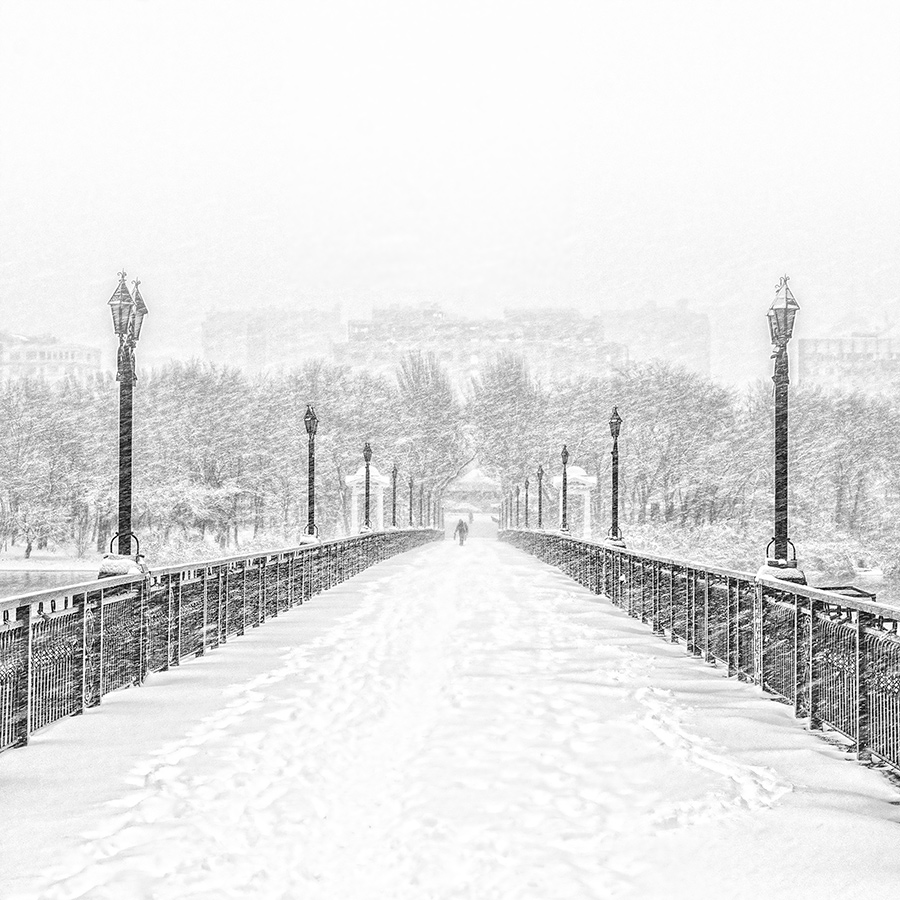 photo "Snowy Bridge" tags: landscape, black&white, city, 