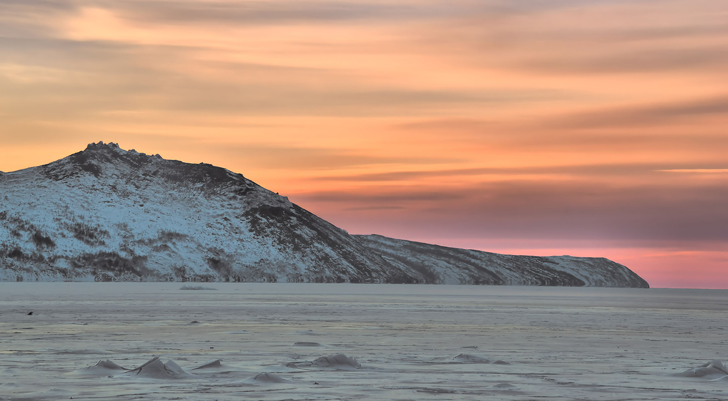 фото "Каменный венец" метки: пейзаж, закат, лед, море, скалы