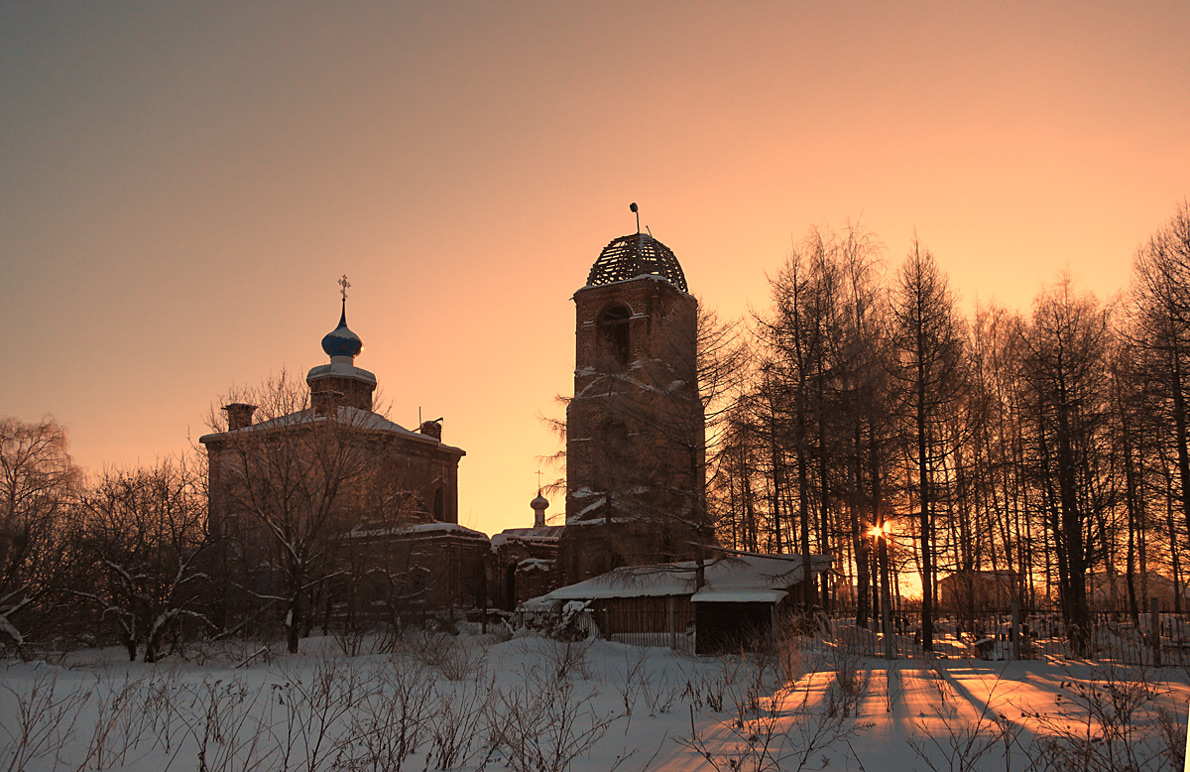 фото "Морозный рассвет" метки: пейзаж, архитектура, зима, рассвет, солнце, храм