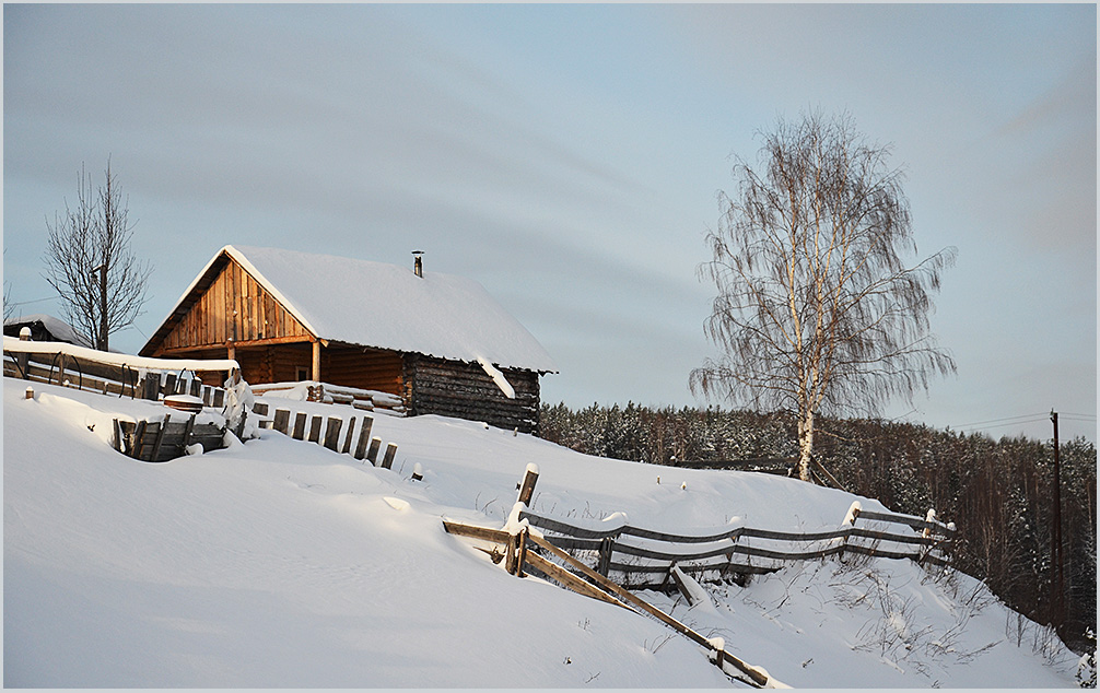 фото "Одинокая береза" метки: пейзаж, природа, деревня, зима