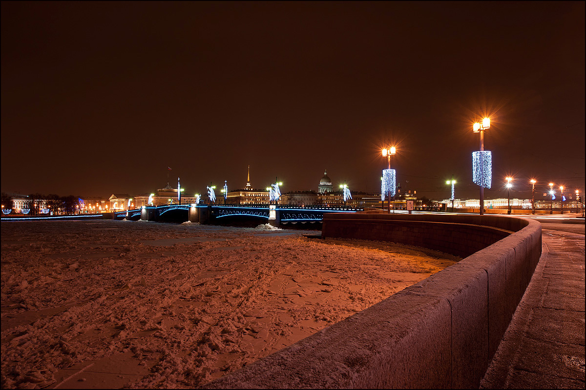 фото "У Невы" метки: город, Санкт-Петербург, зима, мост, ночь