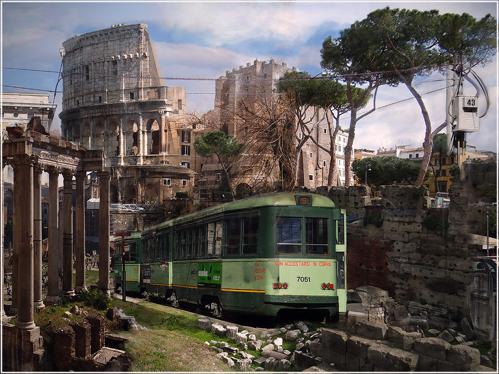 фото "Римский трамвай..." метки: фотомонтаж, digital art, foto liubos, Рим, коллаж