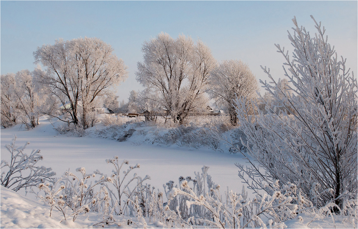 photo "***" tags: landscape, hoarfrost, snow, winter, дома