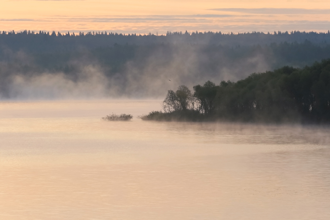 фото "Холодный рассвет" метки: пейзаж, озеро, осень, рассвет, туман, утро