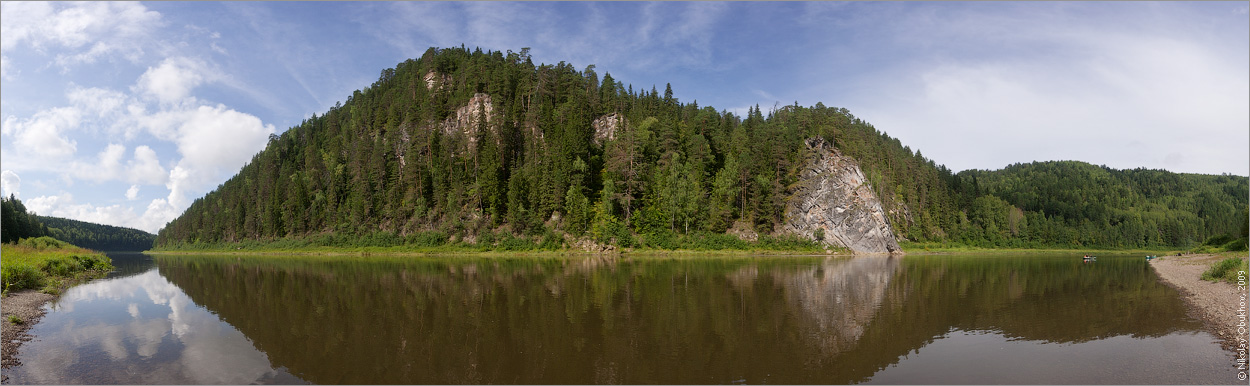 photo "Panorama / 0193_0218-0226" tags: landscape, panoramic, clouds, forest, mountains, river, rocks, summer, water