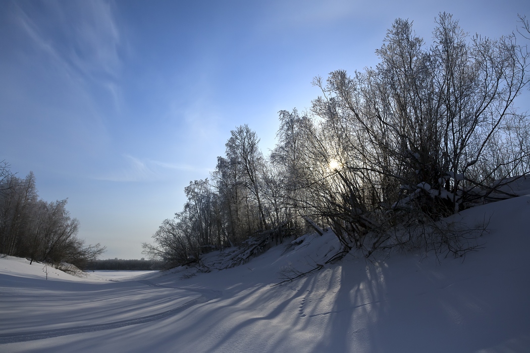 фото "Зимняя протока" метки: пейзаж, зима, мороз, снег, солнце