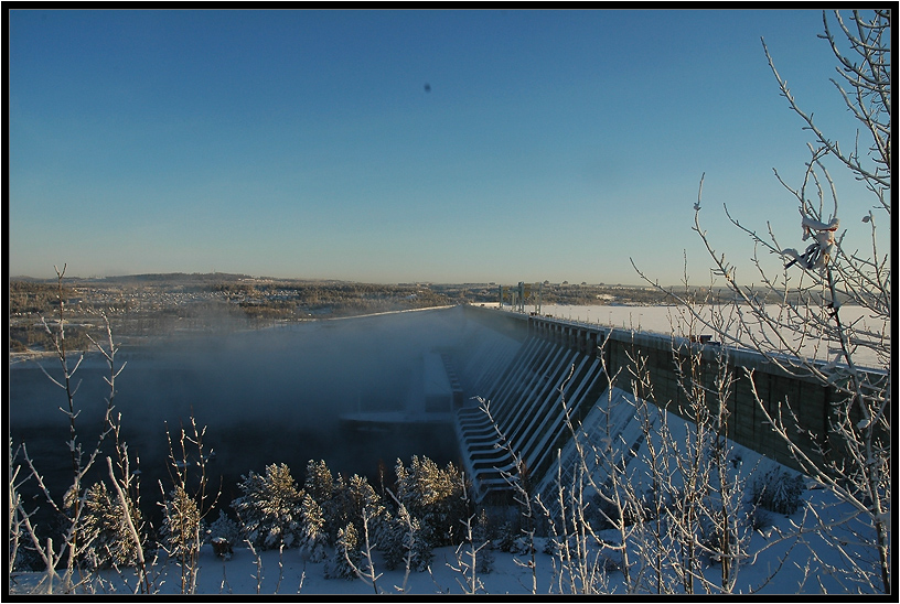 photo "Ust-Ilim hydroelectric" tags: landscape, architecture, city, winter, Ангара, ГЭС, Усть-Илимск