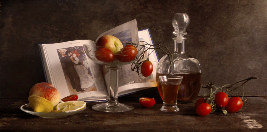 photo "***" tags: still life, Ренуар, графин, книга, помидоры