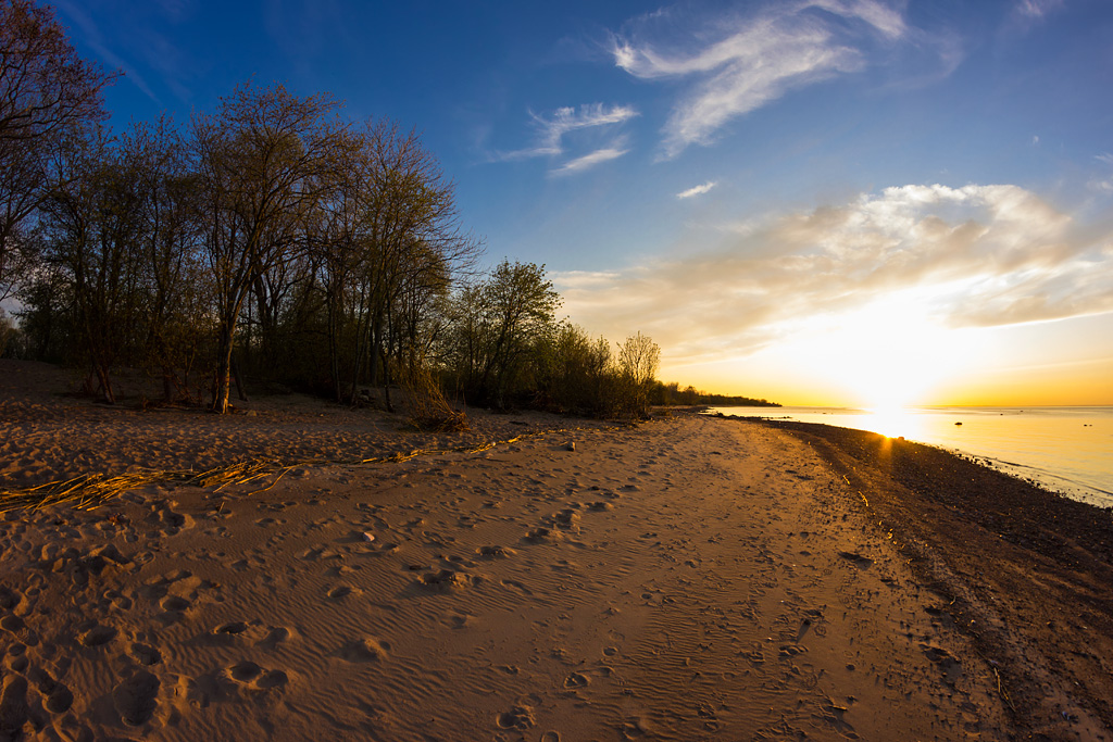 photo "Sunset on the beach" tags: landscape, panoramic, evening, spring, sunset, water, Кронштадт