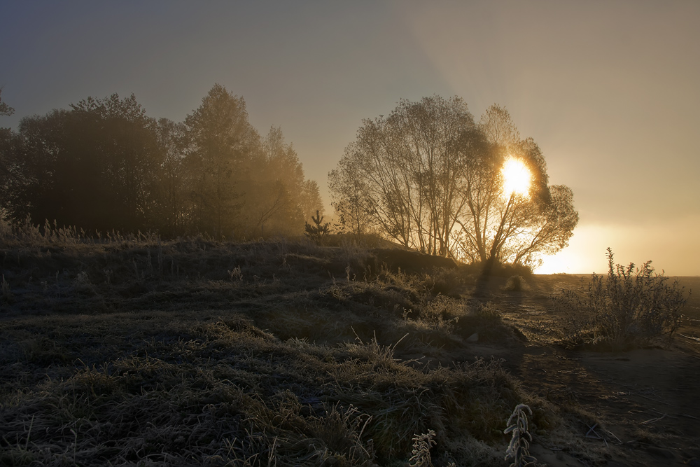 photo "***" tags: landscape, autumn, hoarfrost, sunrise, Беларусь, Вилейское водохранилище