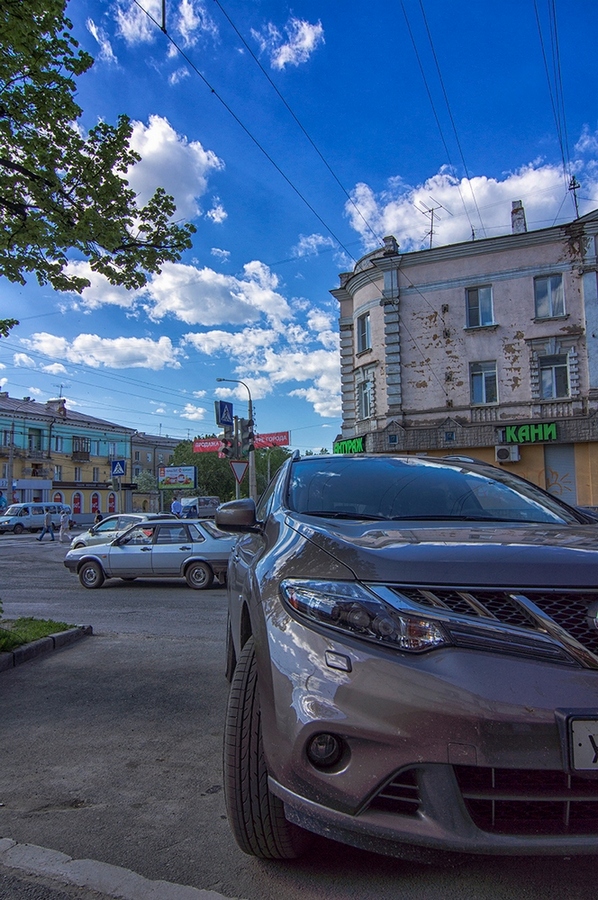 photo "***" tags: street, city, clouds, summer