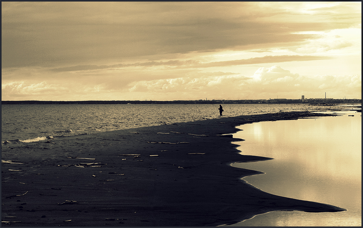 фото "Вечерний берег" метки: пейзаж, черно-белые, берег, вода