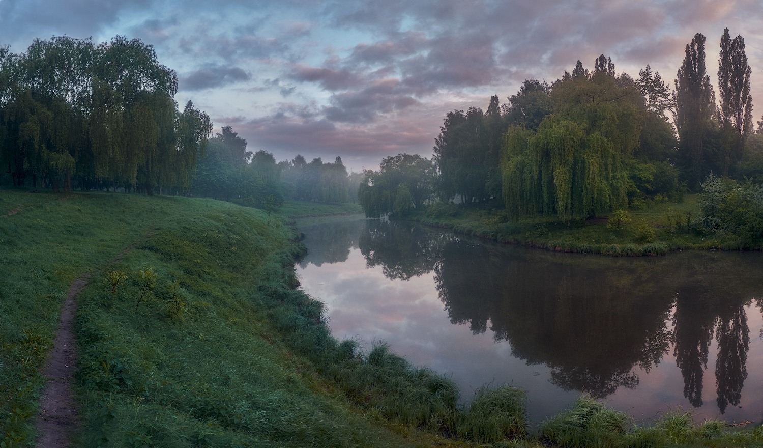 photo "Morning ..." tags: landscape, nature, panoramic, morning, park, sky, water