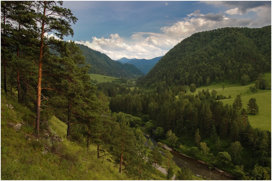 photo "***" tags: landscape, clouds, forest, mountains, river, summer