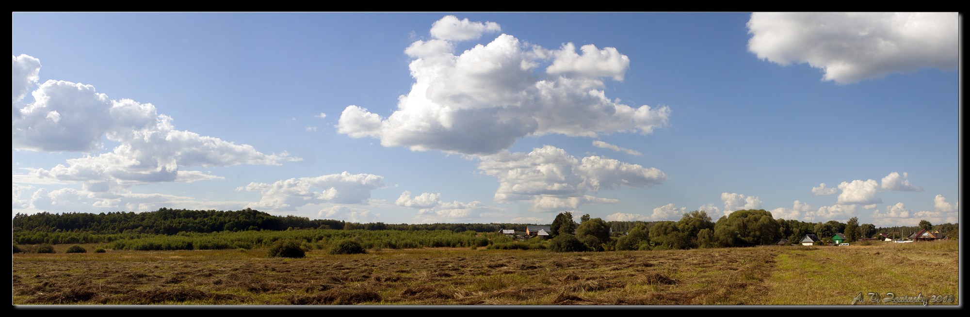 photo "Peaceful rural landscape" tags: landscape, travel, nature, Europe, building, clouds, field, forest, meadow, summer