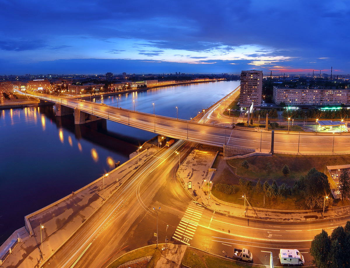 фото "***" метки: город, панорама, разное, Володарский мост, Нева, Октябрьская набережная, Петербург, закат, панорама