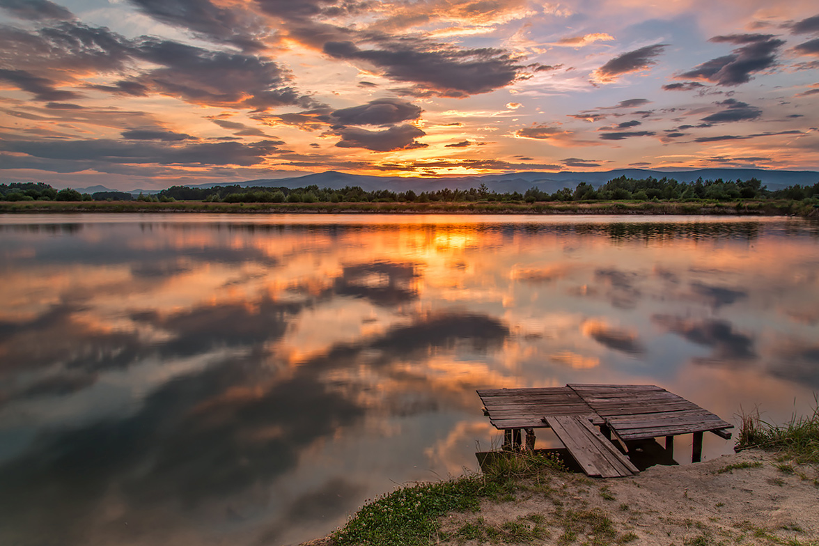 photo "Summer reflections" tags: landscape, Pragersko, Slovenia, Slovenija, clouds, evening, lake, reflection, sky