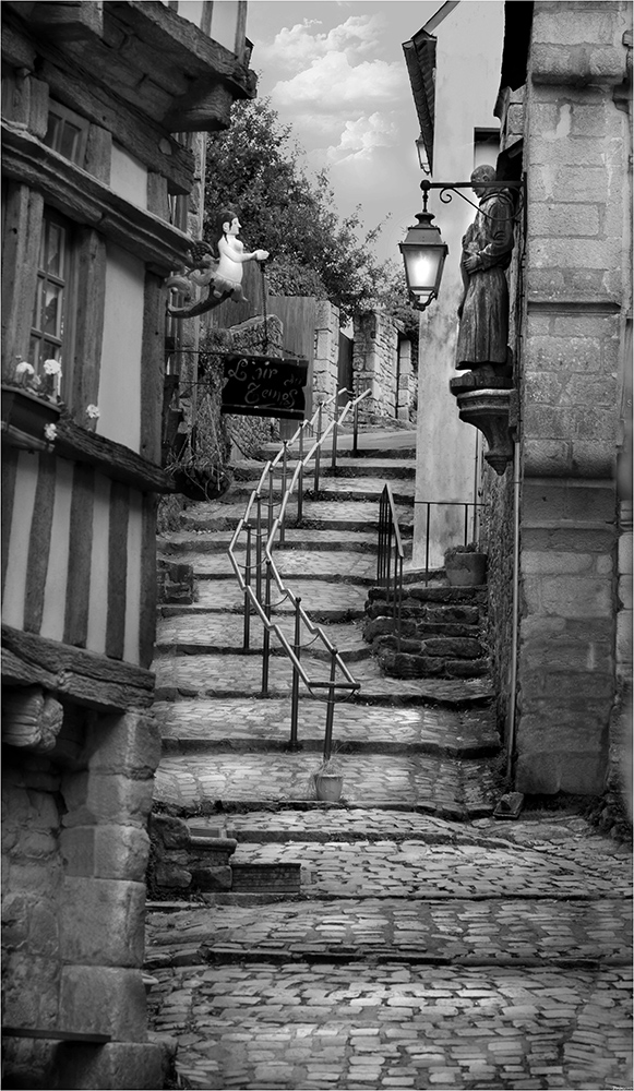 фото "Auray'old street" метки: черно-белые, архитектура, 