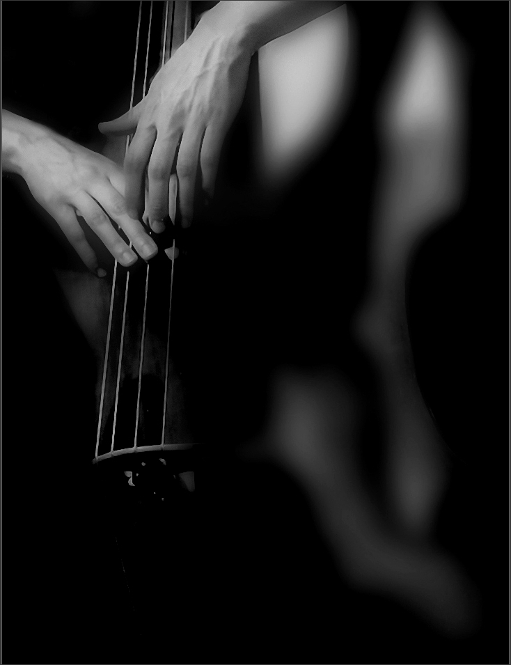 photo "Solo for contrabass..." tags: misc., digital art, fragment, джаз, инструмент, руки, сцена