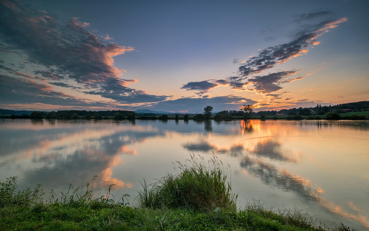 photo "Into the X" tags: landscape, nature, Slovenia, Slovenija, clouds, lake, pond, reflection, sky, sunset