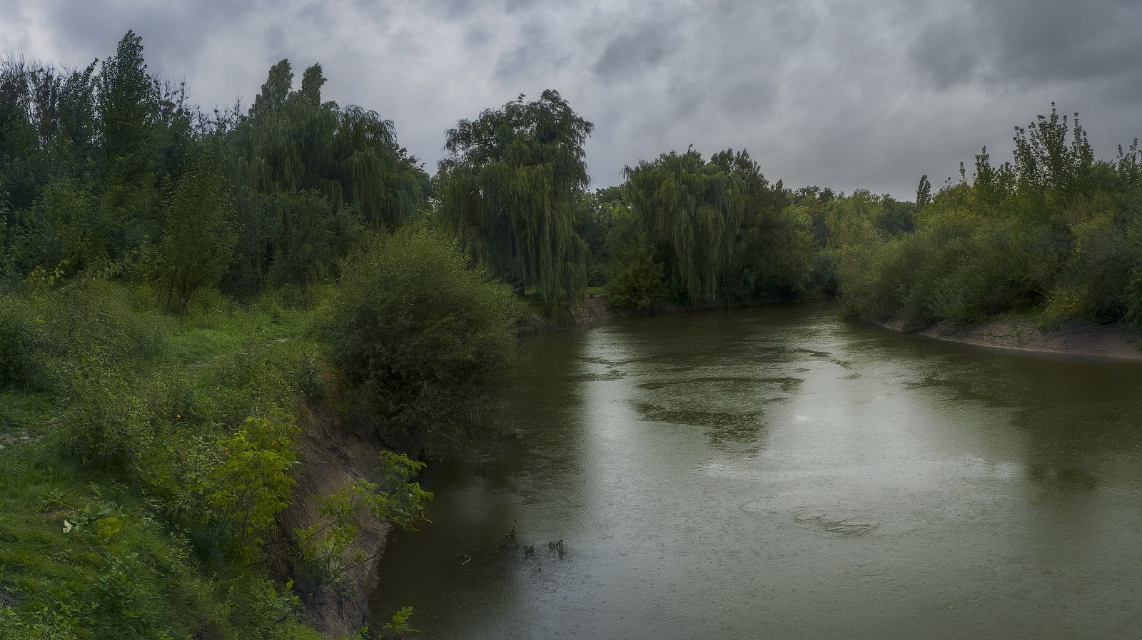 Река пасмурная. Река пасмурно. Дождь на реке. Дождь на речке. Природа панорама ливень.