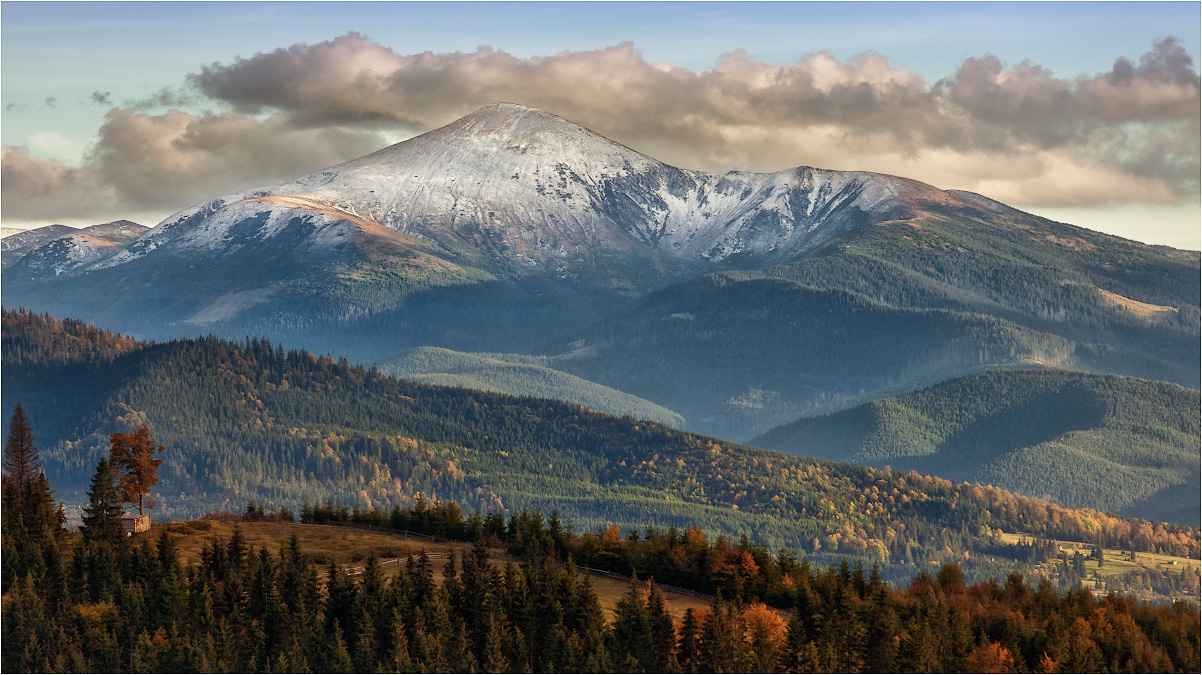 photo "***" tags: landscape, travel, nature, autumn, clouds, mountains, sky, snow, sunset, Карпаты