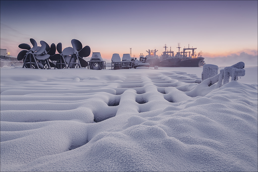 фото "Фактуры полярной ночи." метки: пейзаж, Мурманск, мороз, полярная ночь, север, январь