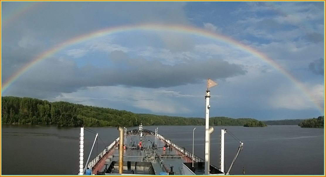 фото "Курс - на радугу !" метки: пейзаж, путешествия, август, лето, небо, облака, радуга, река, свирь